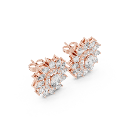 Virellia Oval Bloom Diamond Studs