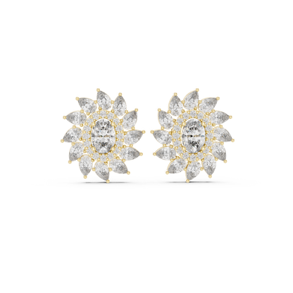 Virellia Oval Bloom Diamond Studs