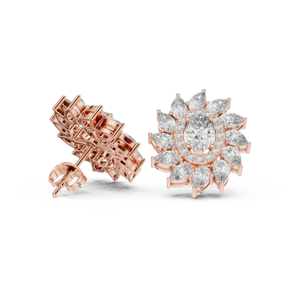 Virellia Oval Bloom Diamond Studs
