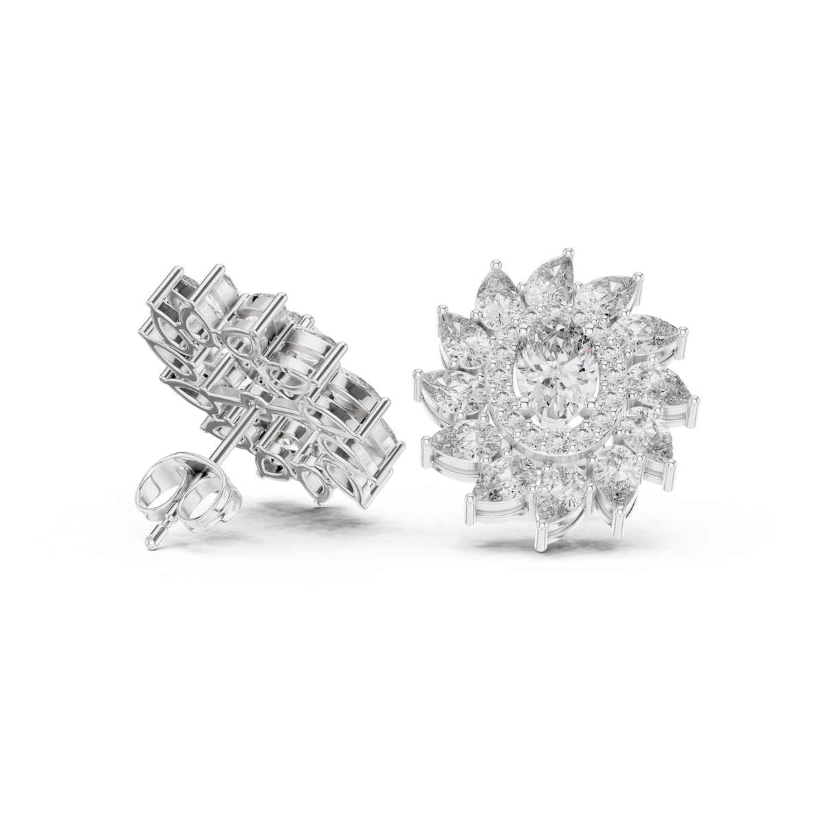 Virellia Oval Bloom Diamond Studs