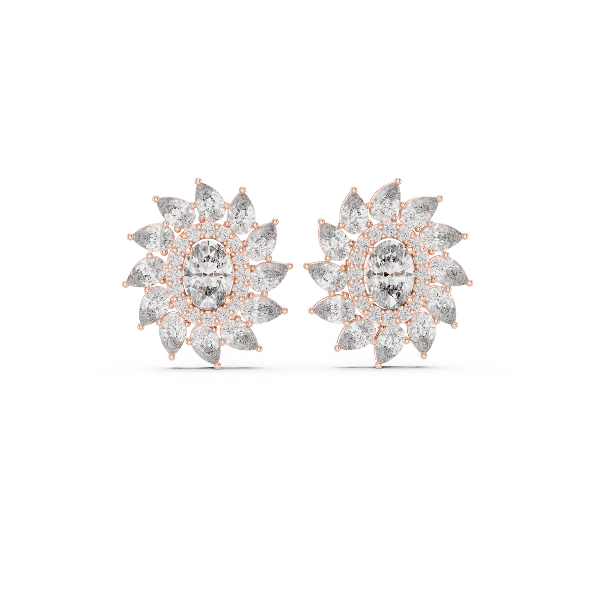 Virellia Oval Bloom Diamond Studs