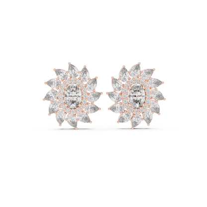 Virellia Oval Bloom Diamond Studs