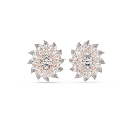 Virellia Oval Bloom Diamond Studs