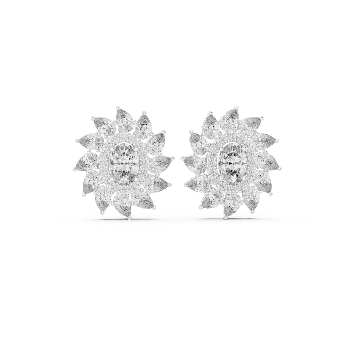 Virellia Oval Bloom Diamond Studs