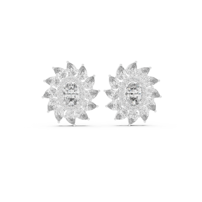 Virellia Oval Bloom Diamond Studs