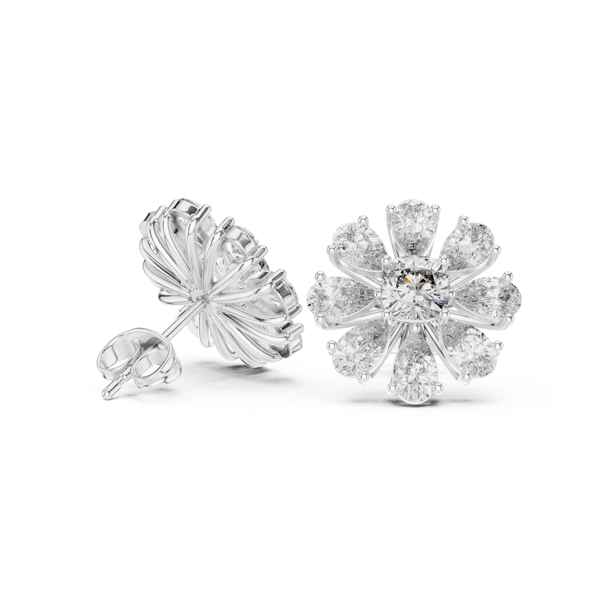 Elvienne Cushion Bloom Diamond Studs