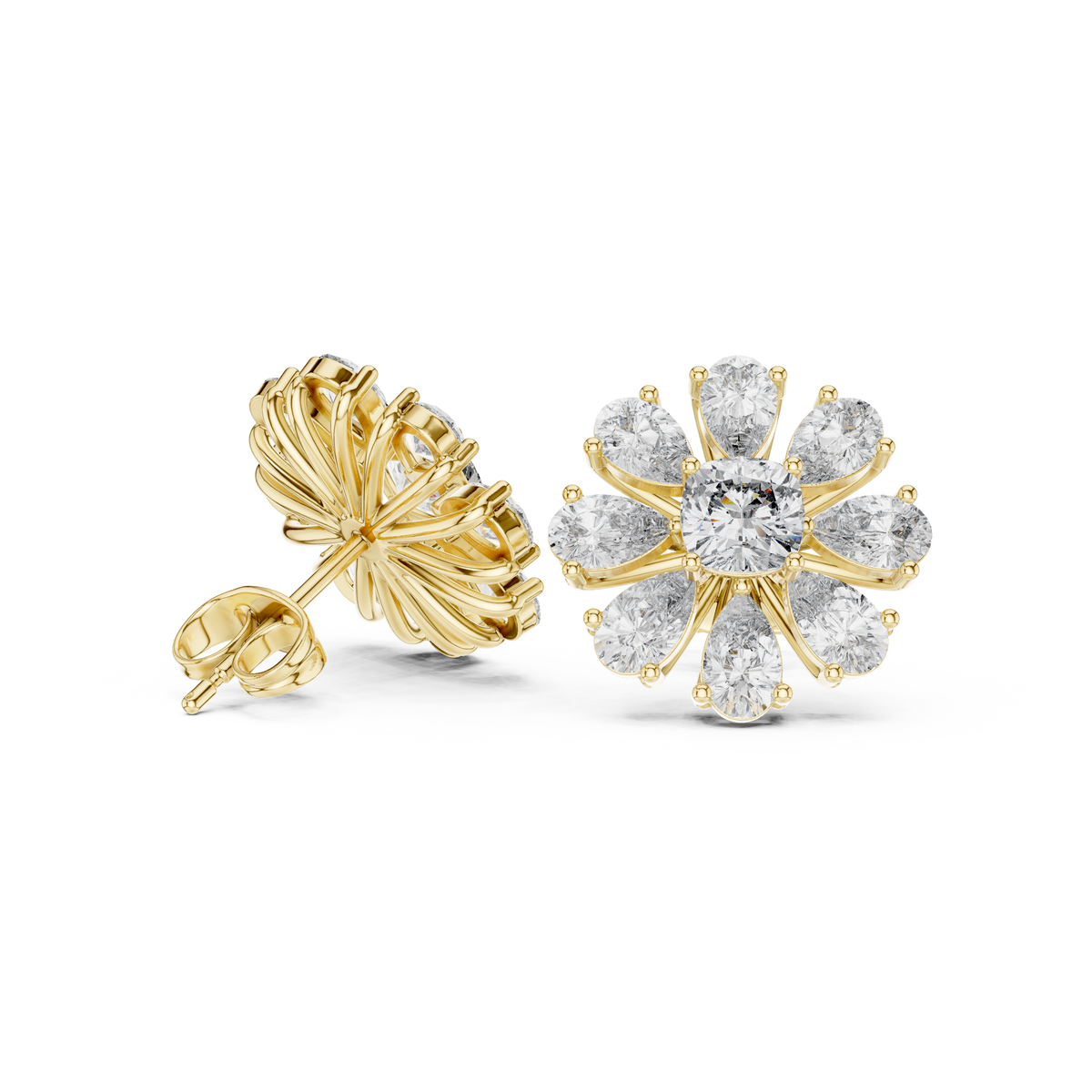 Elvienne Cushion Bloom Diamond Studs