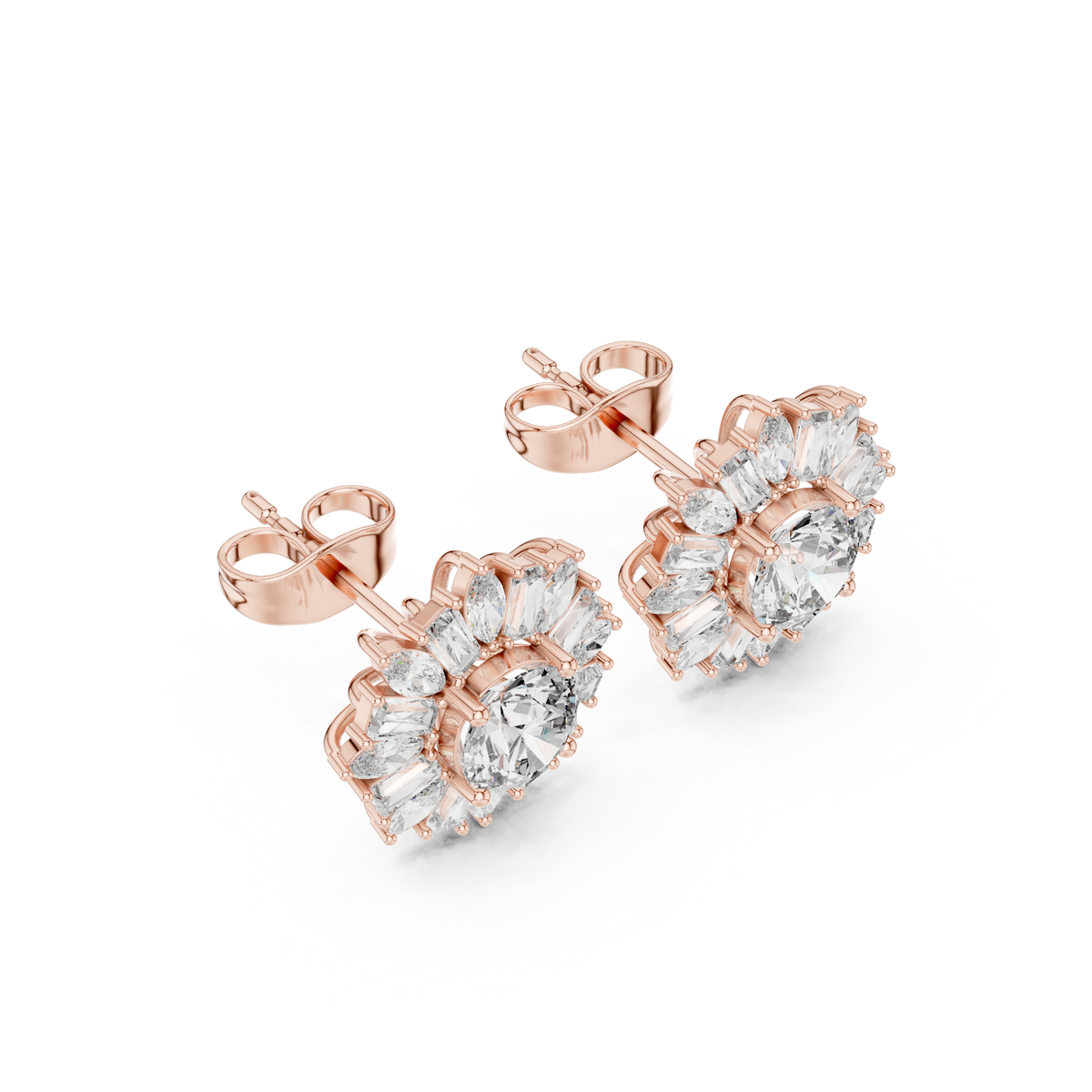 Elvaria Radiant Floral Diamond Studs