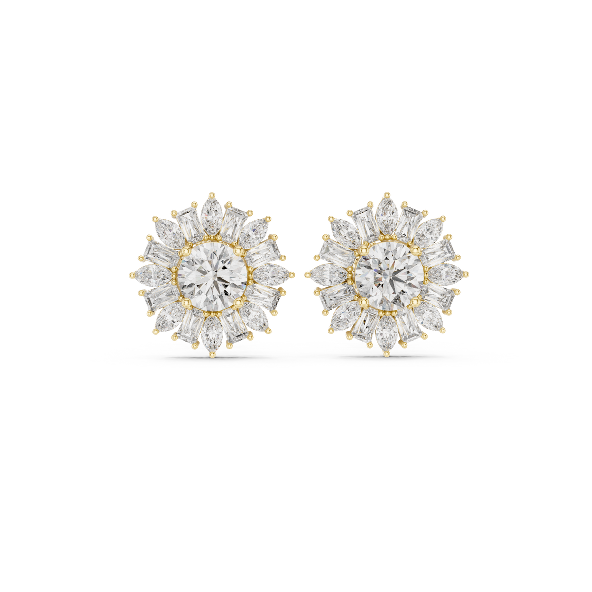 Elvaria Radiant Floral Diamond Studs