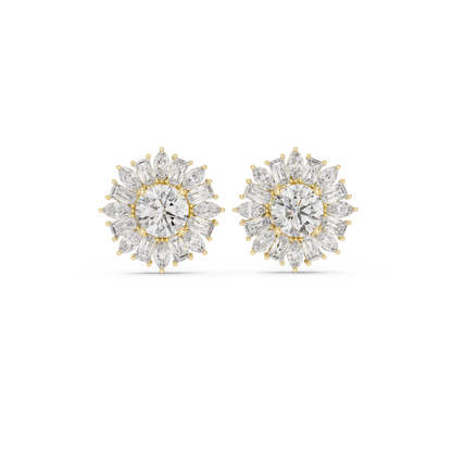 Elvaria Radiant Floral Diamond Studs