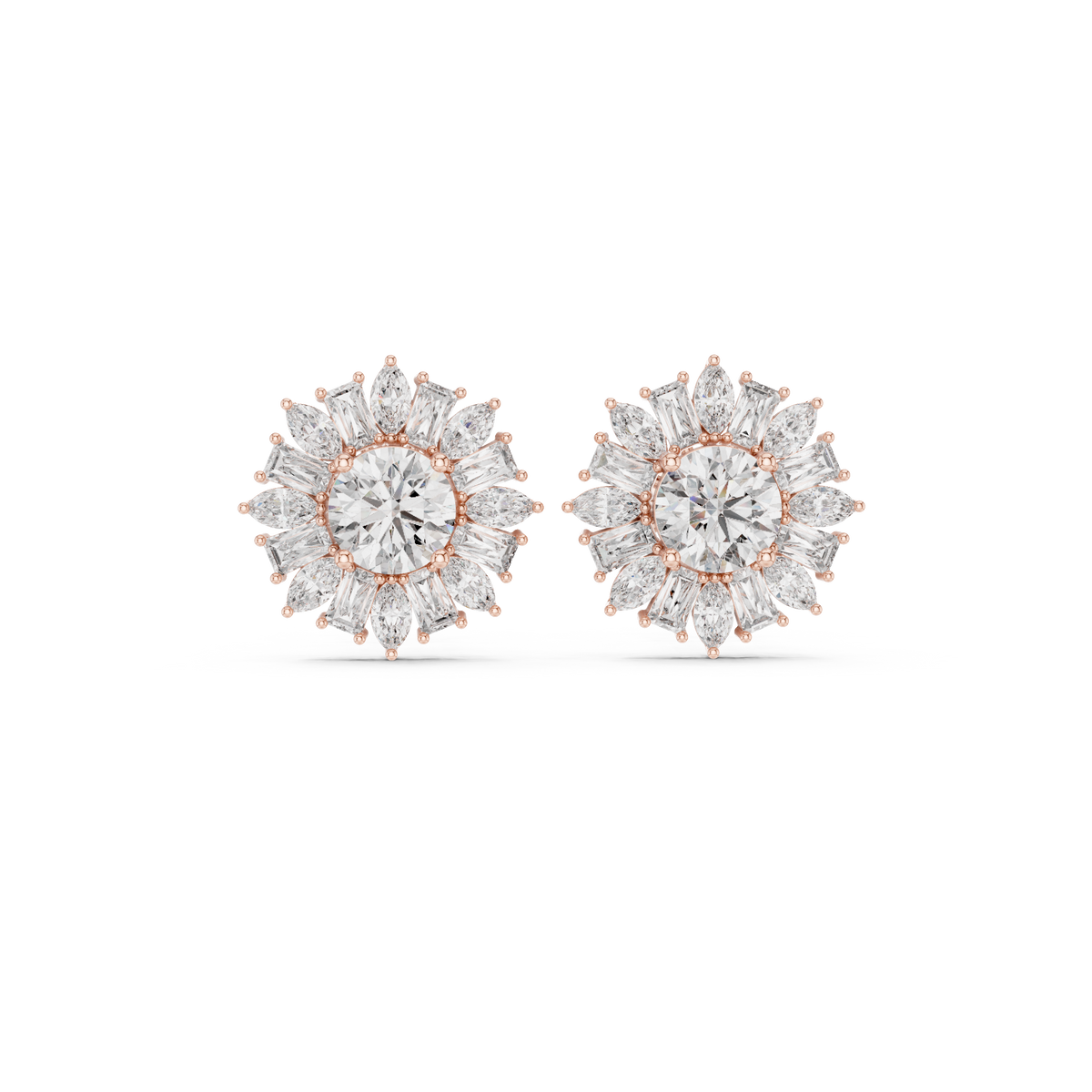 Elvaria Radiant Floral Diamond Studs