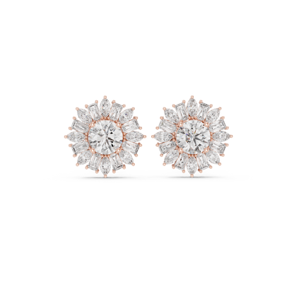 Elvaria Radiant Floral Diamond Studs