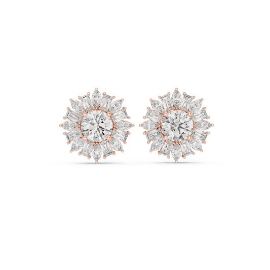 Elvaria Radiant Floral Diamond Studs