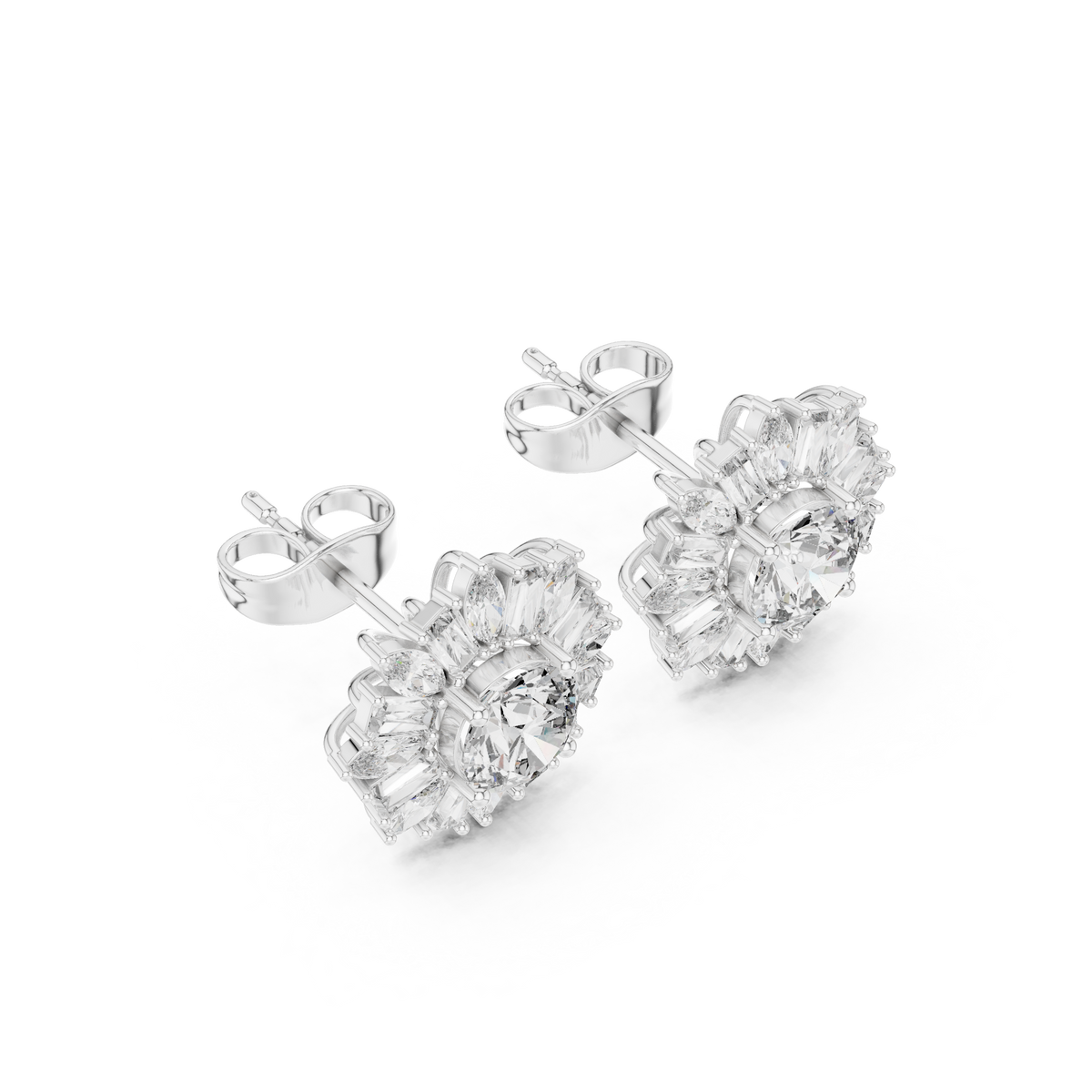 Elvaria Radiant Floral Diamond Studs