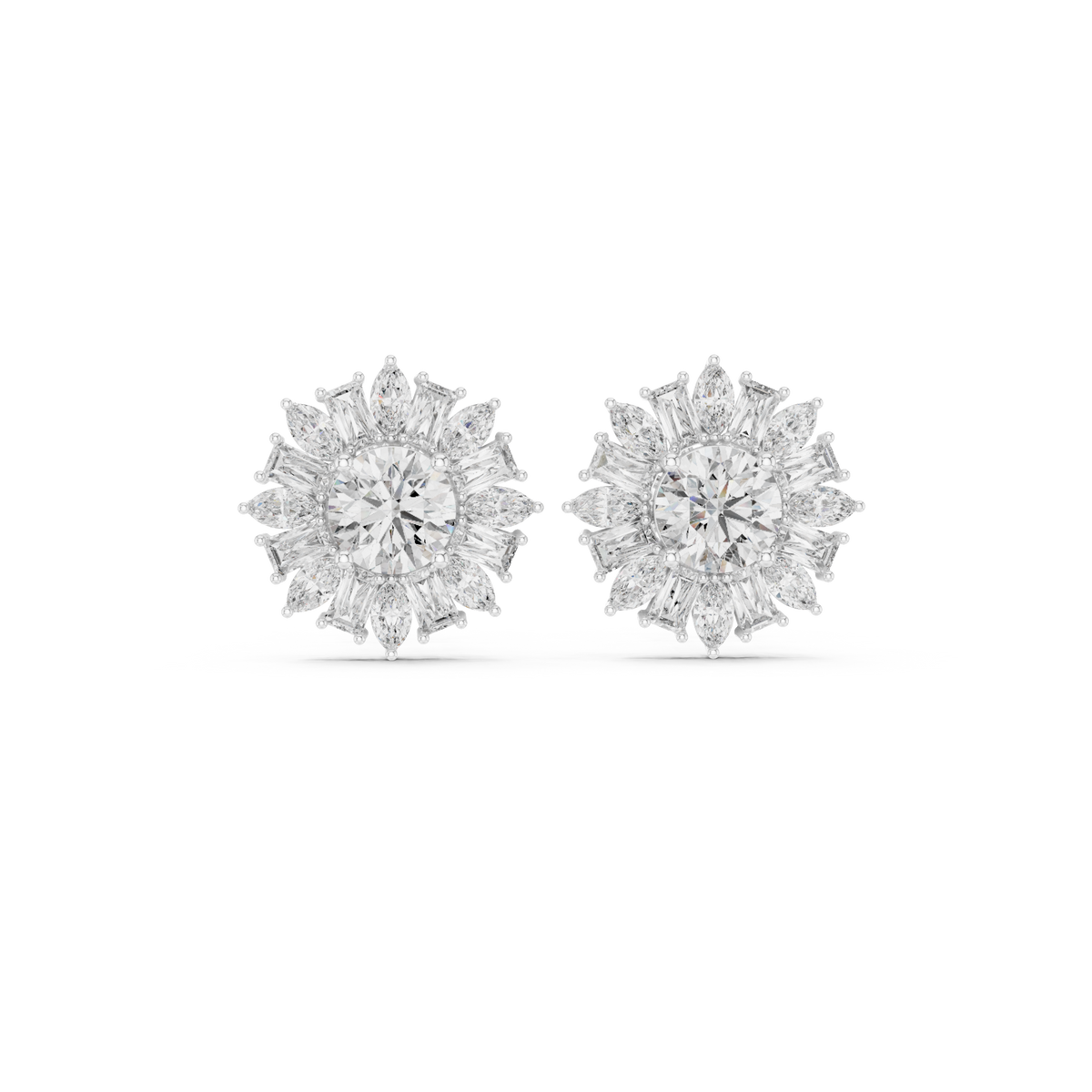 Elvaria Radiant Floral Diamond Studs