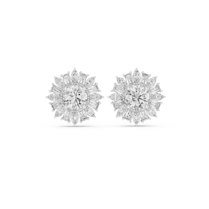 Elvaria Radiant Floral Diamond Studs