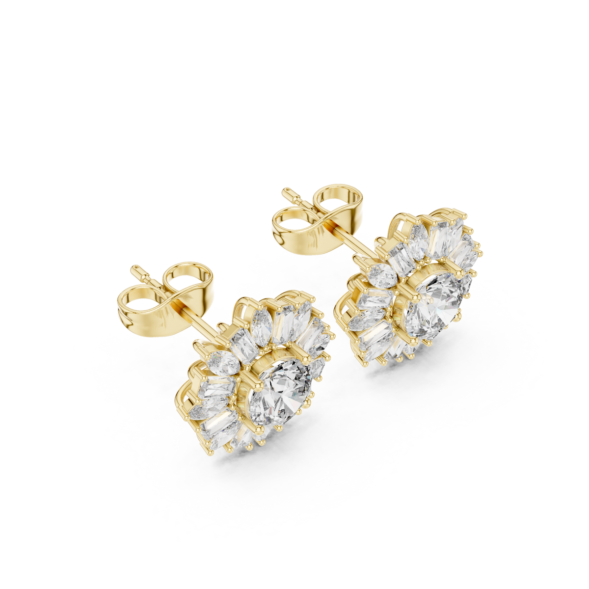 Elvaria Radiant Floral Diamond Studs