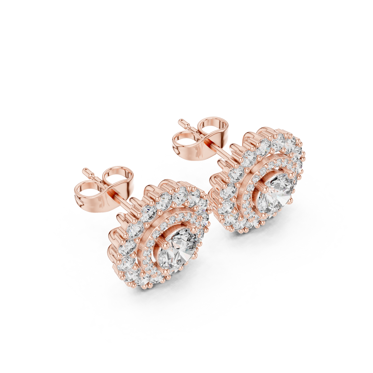 Veloria Round Floral Halo Studs