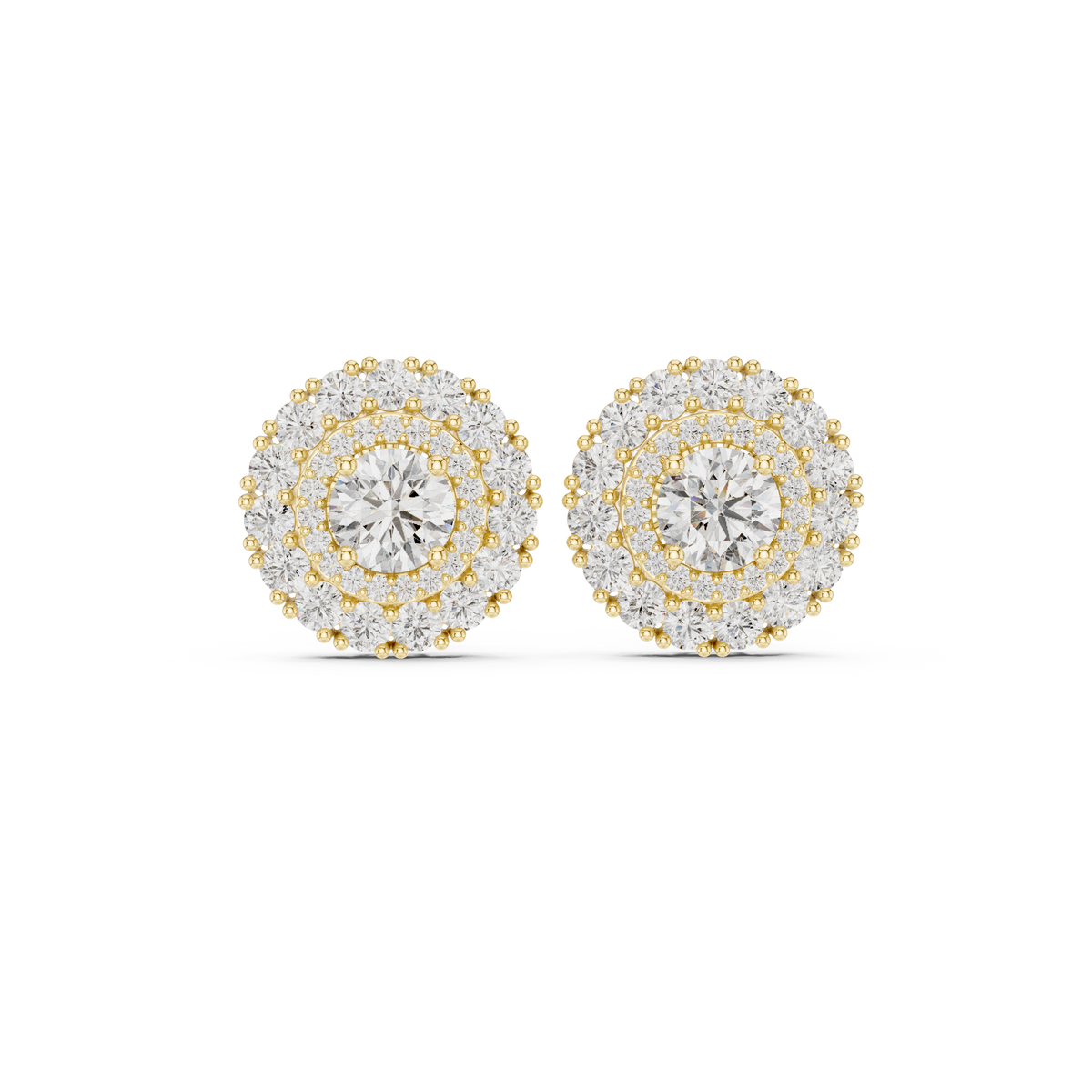 Veloria Round Floral Halo Studs