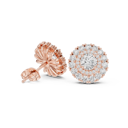 Veloria Round Floral Halo Studs