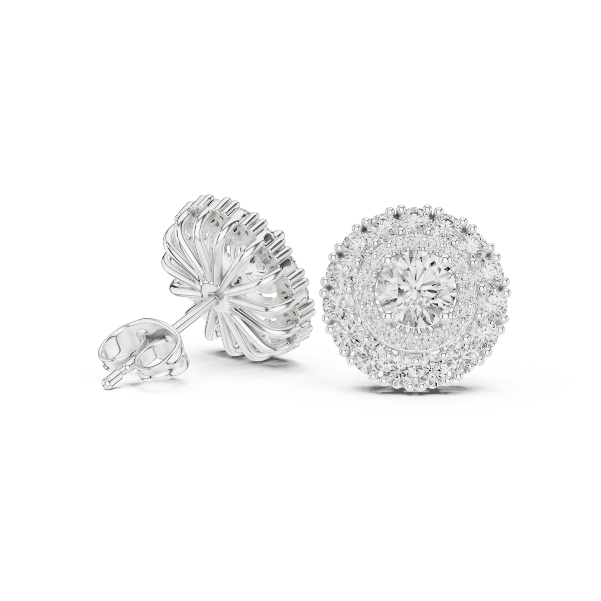 Veloria Round Floral Halo Studs