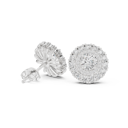 Veloria Round Floral Halo Studs