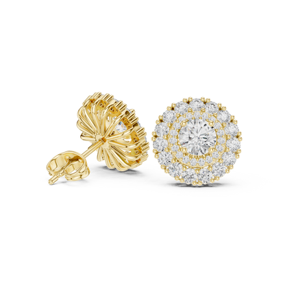 Veloria Round Floral Halo Studs