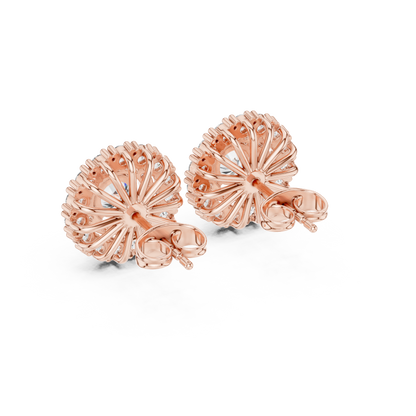 Veloria Round Floral Halo Studs