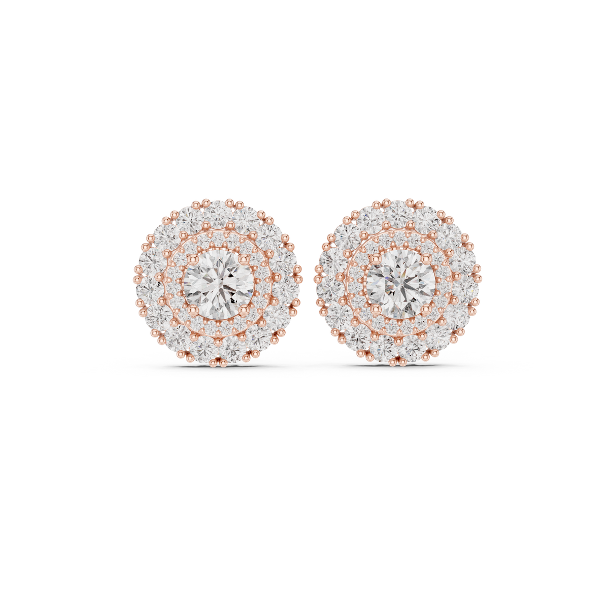 Veloria Round Floral Halo Studs