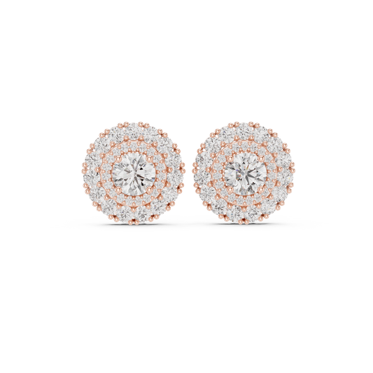 Veloria Round Floral Halo Studs