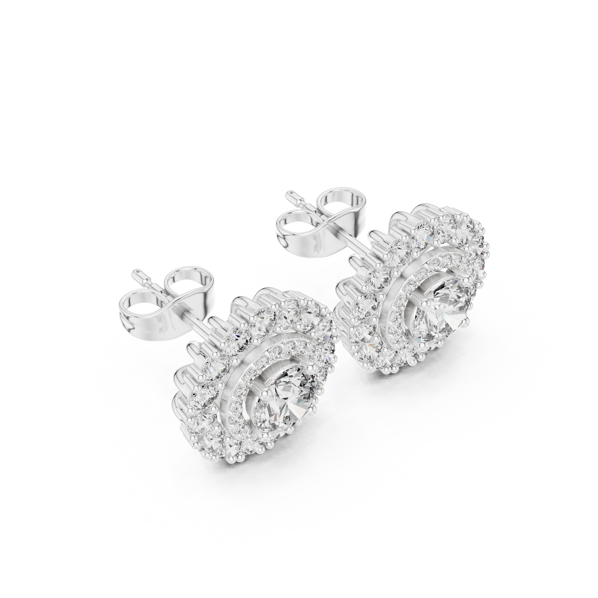 Veloria Round Floral Halo Studs