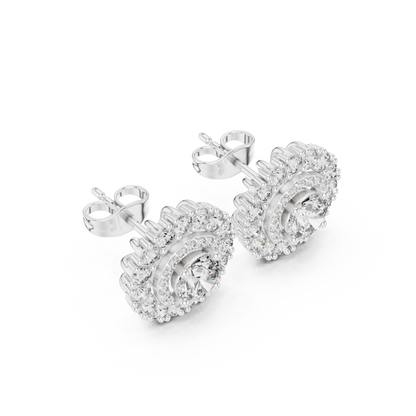 Veloria Round Floral Halo Studs