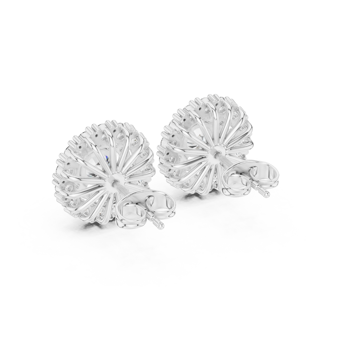 Veloria Round Floral Halo Studs