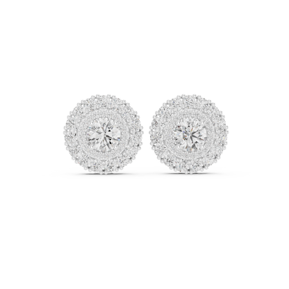 Veloria Round Floral Halo Studs