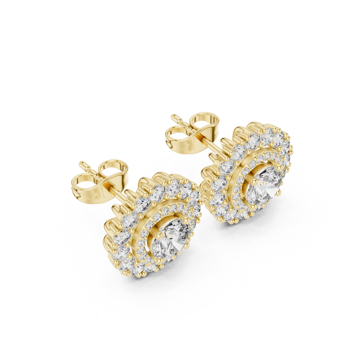 Veloria Round Floral Halo Studs