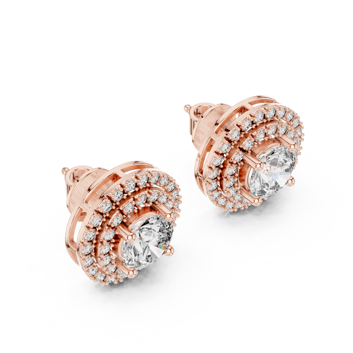 Elowen Round Double Halo Studs