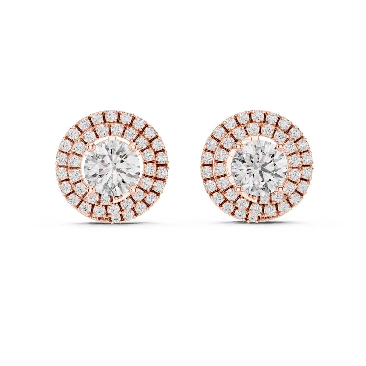 Elowen Round Double Halo Studs