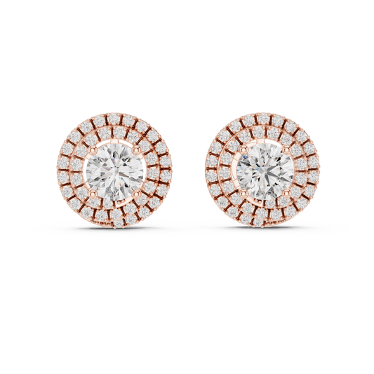 Elowen Round Double Halo Studs
