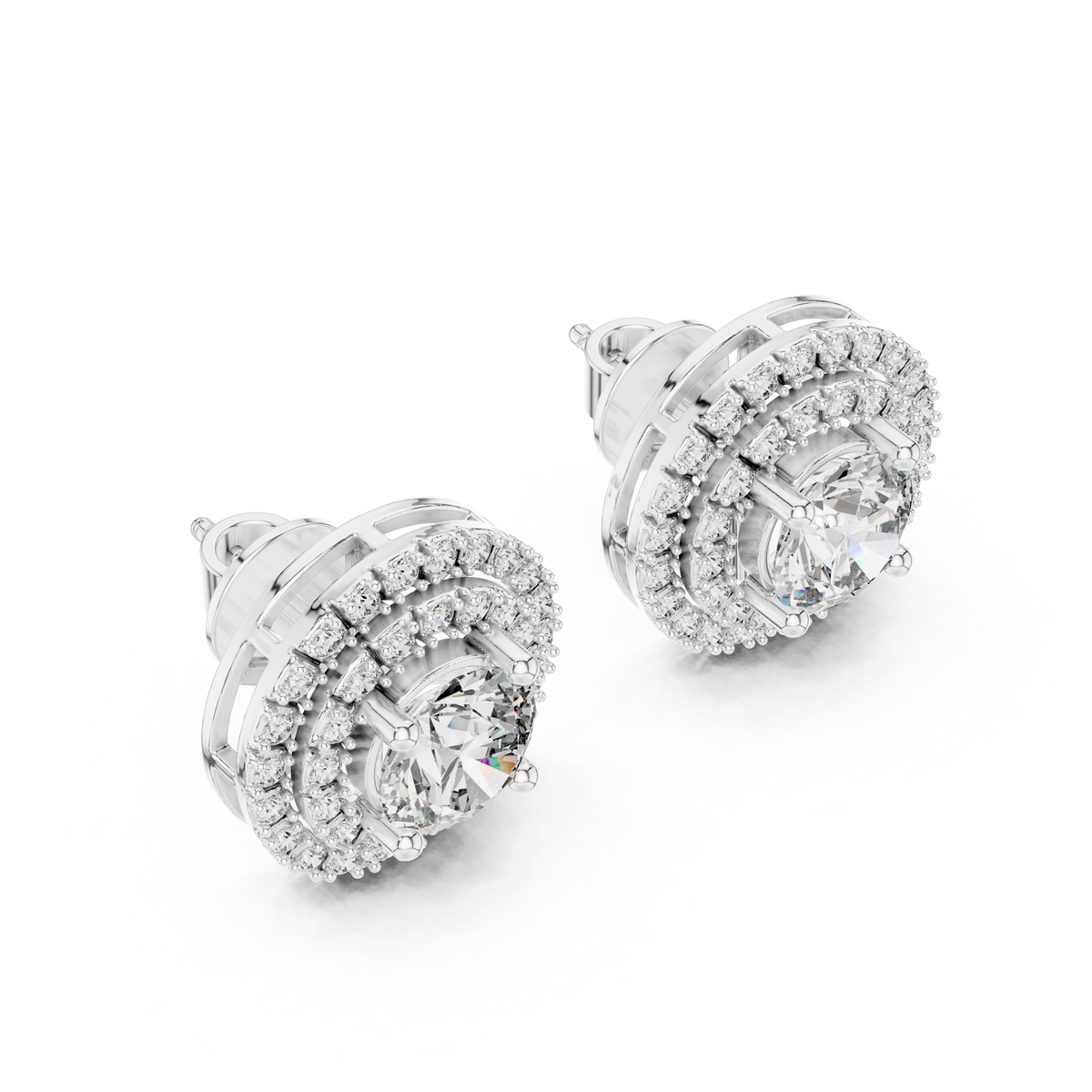 Elowen Round Double Halo Studs