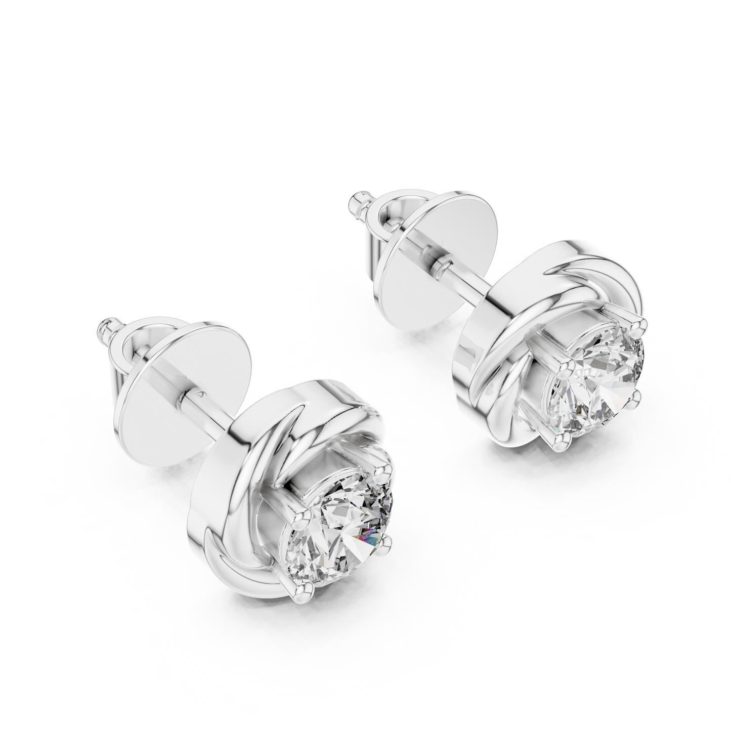 Infinity Embrace Round Brilliant Moissanite Stud Earrings in 925 Sterling Silver