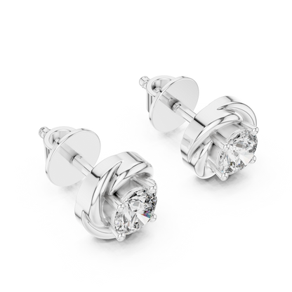 Infinity Embrace Round Brilliant Moissanite Stud Earrings in 925 Sterling Silver