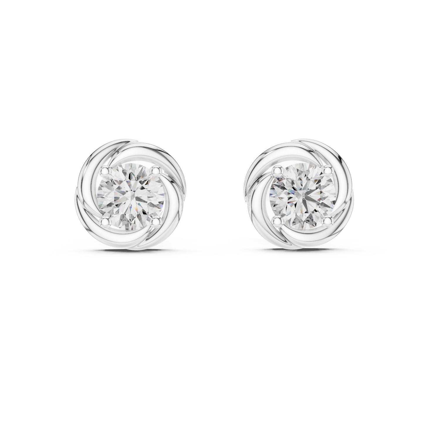 Infinity Embrace Round Brilliant Moissanite Stud Earrings in 925 Sterling Silver
