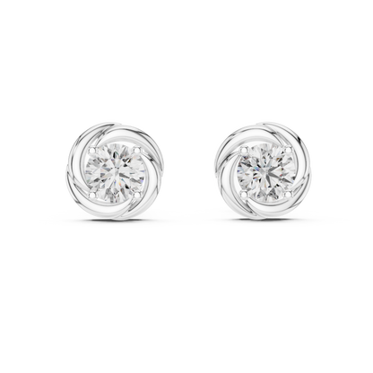 Infinity Embrace Round Brilliant Moissanite Stud Earrings in 925 Sterling Silver