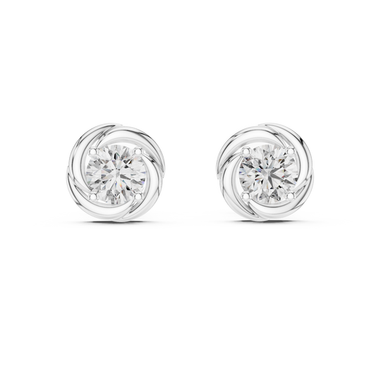 Infinity Embrace Round Brilliant Moissanite Stud Earrings in 925 Sterling Silver