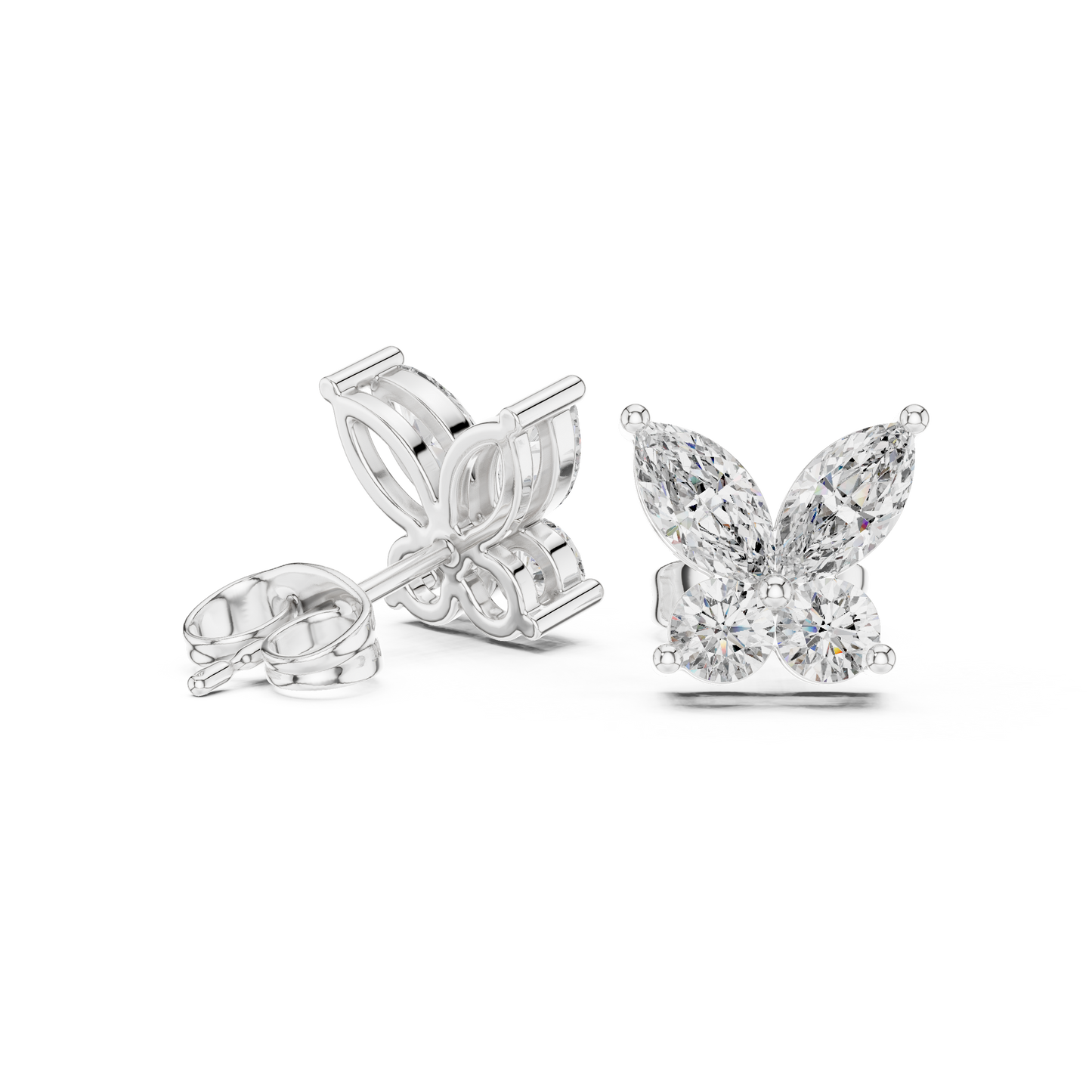 Flutter Bloom Marquise Moissanite Butterfly Stud Earrings in 925 Sterling Silver