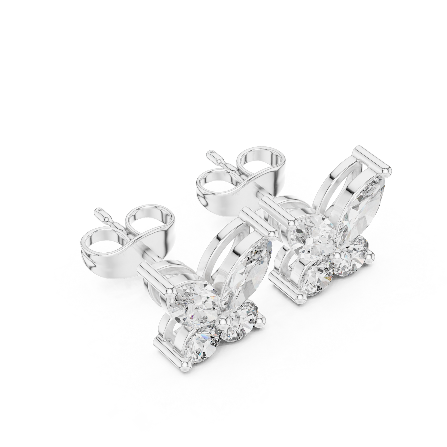 Flutter Bloom Marquise Moissanite Butterfly Stud Earrings in 925 Sterling Silver