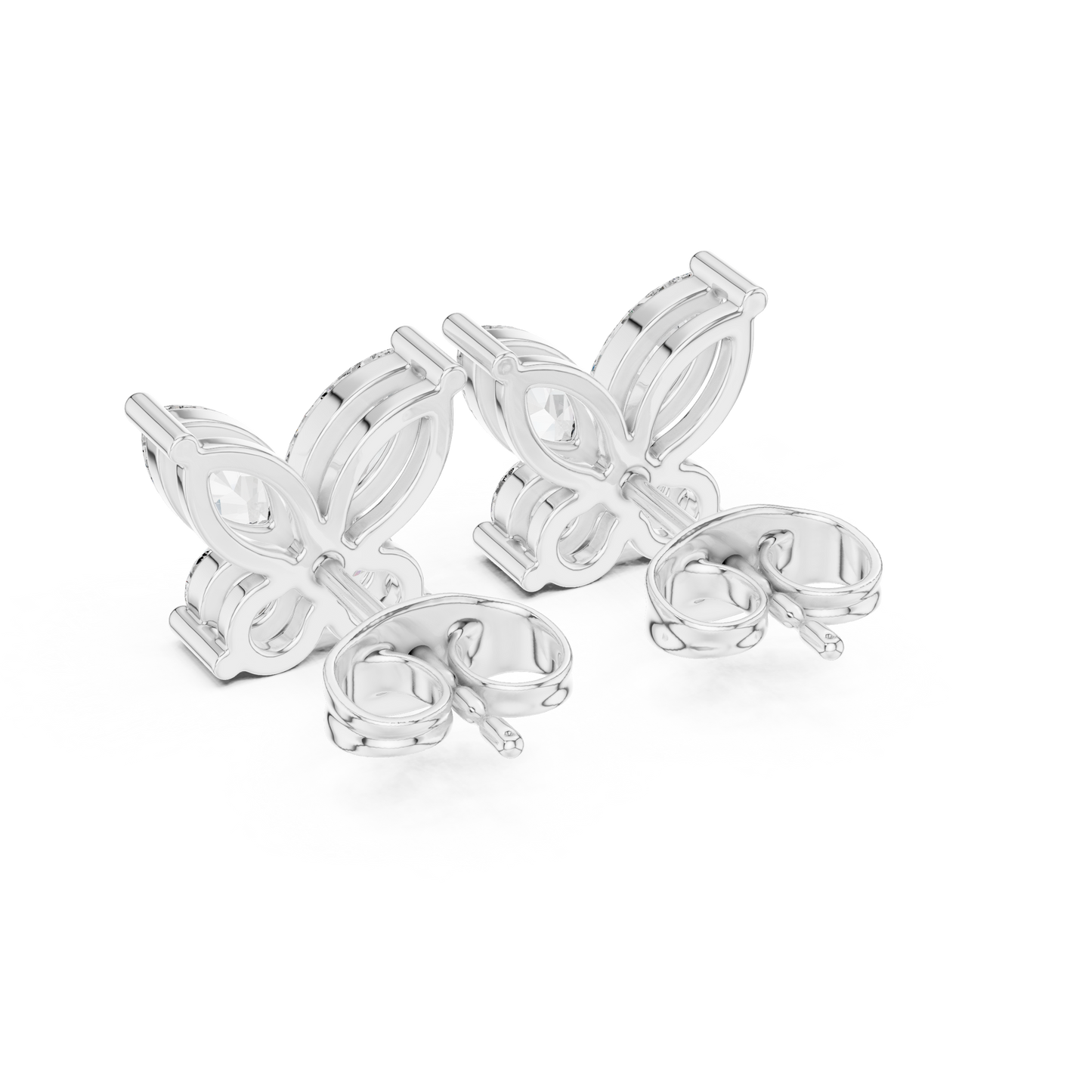 Flutter Bloom Marquise Moissanite Butterfly Stud Earrings in 925 Sterling Silver