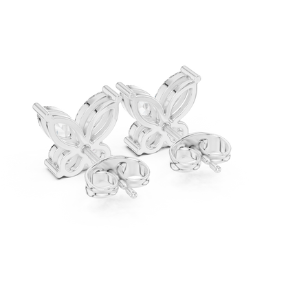 Flutter Bloom Marquise Moissanite Butterfly Stud Earrings in 925 Sterling Silver
