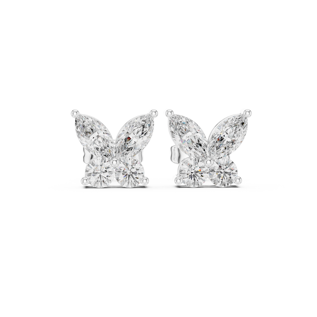 Flutter Bloom Marquise Moissanite Butterfly Stud Earrings in 925 Sterling Silver