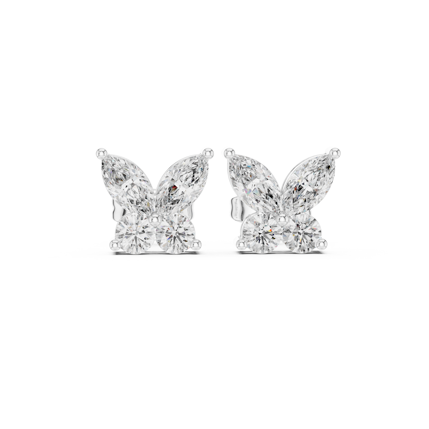Flutter Bloom Marquise Moissanite Butterfly Stud Earrings in 925 Sterling Silver